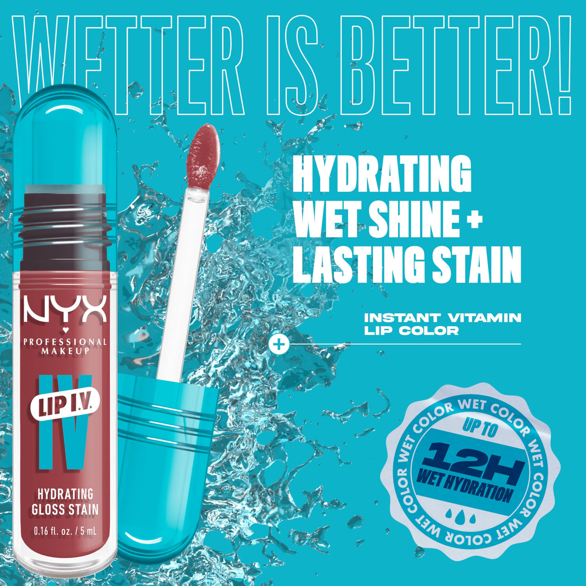 NYX Lip IV Hydrating Glossy Lip Stain packaging side view