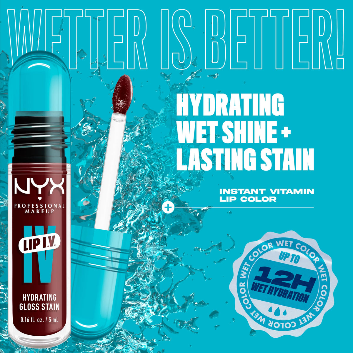 NYX Lip IV Hydrating Glossy Lip Stain Water Bout Wine swatch