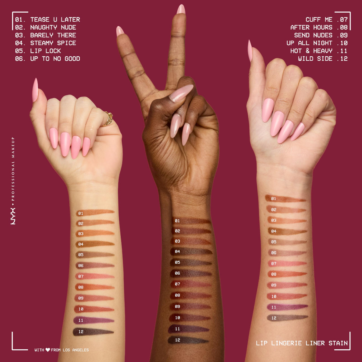NYX Lip Lingerie Liner Stain in use with other makeup