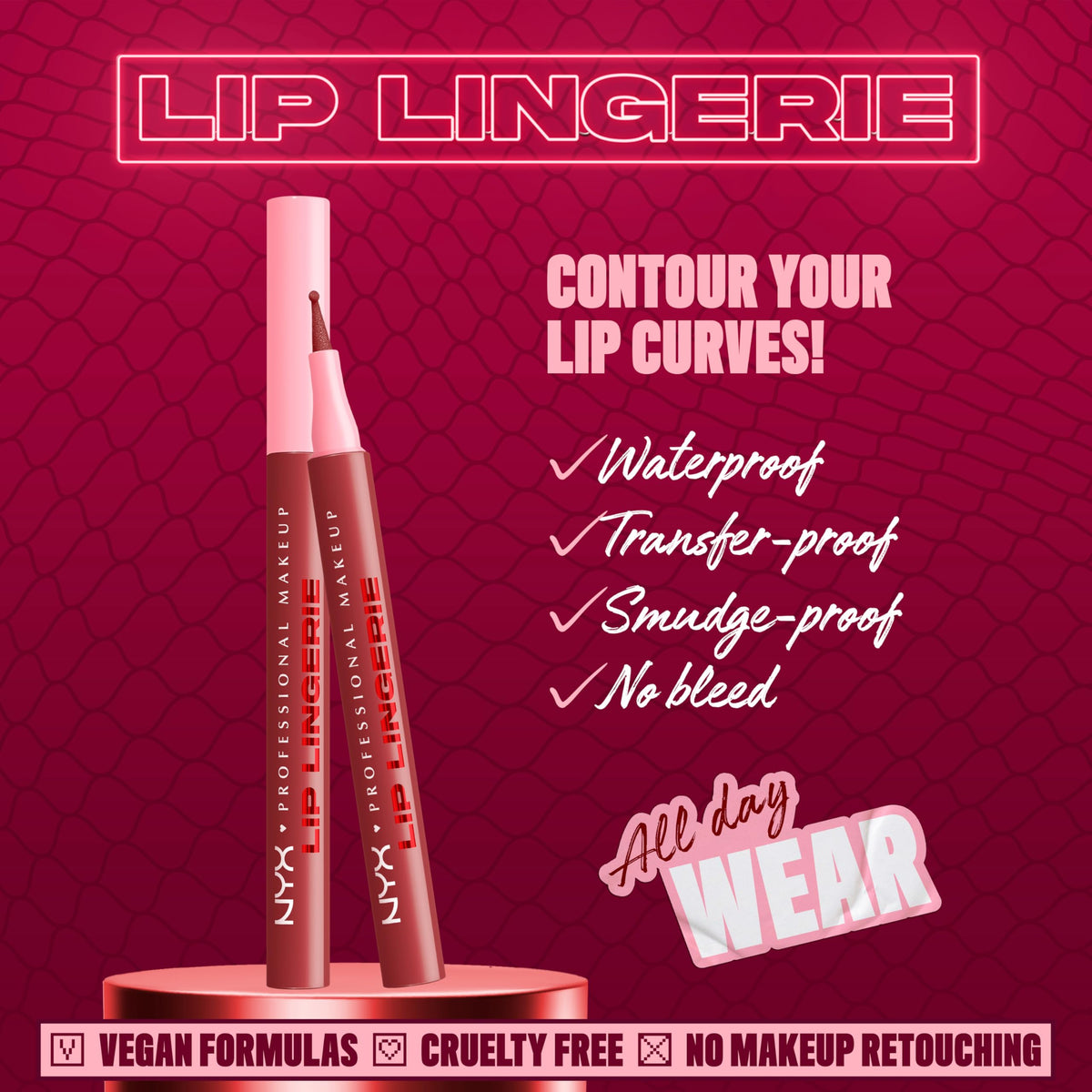 NYX Lip Lingerie Liner Stain packaging with black cherry shade