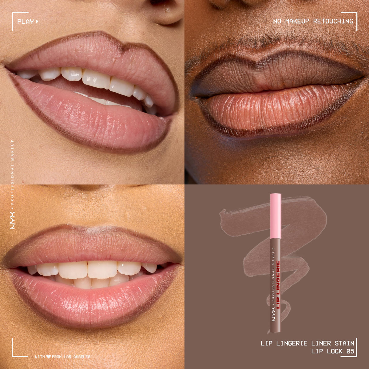 NYX Lip Lingerie Liner Stain Taupe Brown applicator close-up