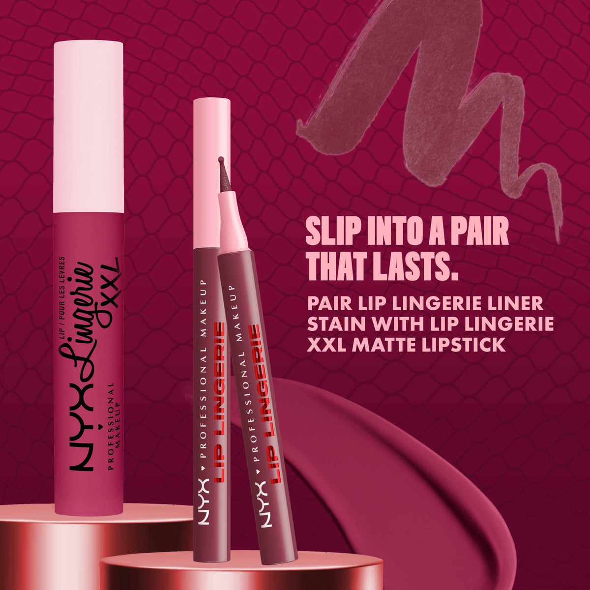 NYX Lip Lingerie Liner Stain Tease U Later on a vanity