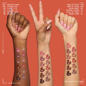 NYX lip makeup collection including Duck Plump Lip Liner