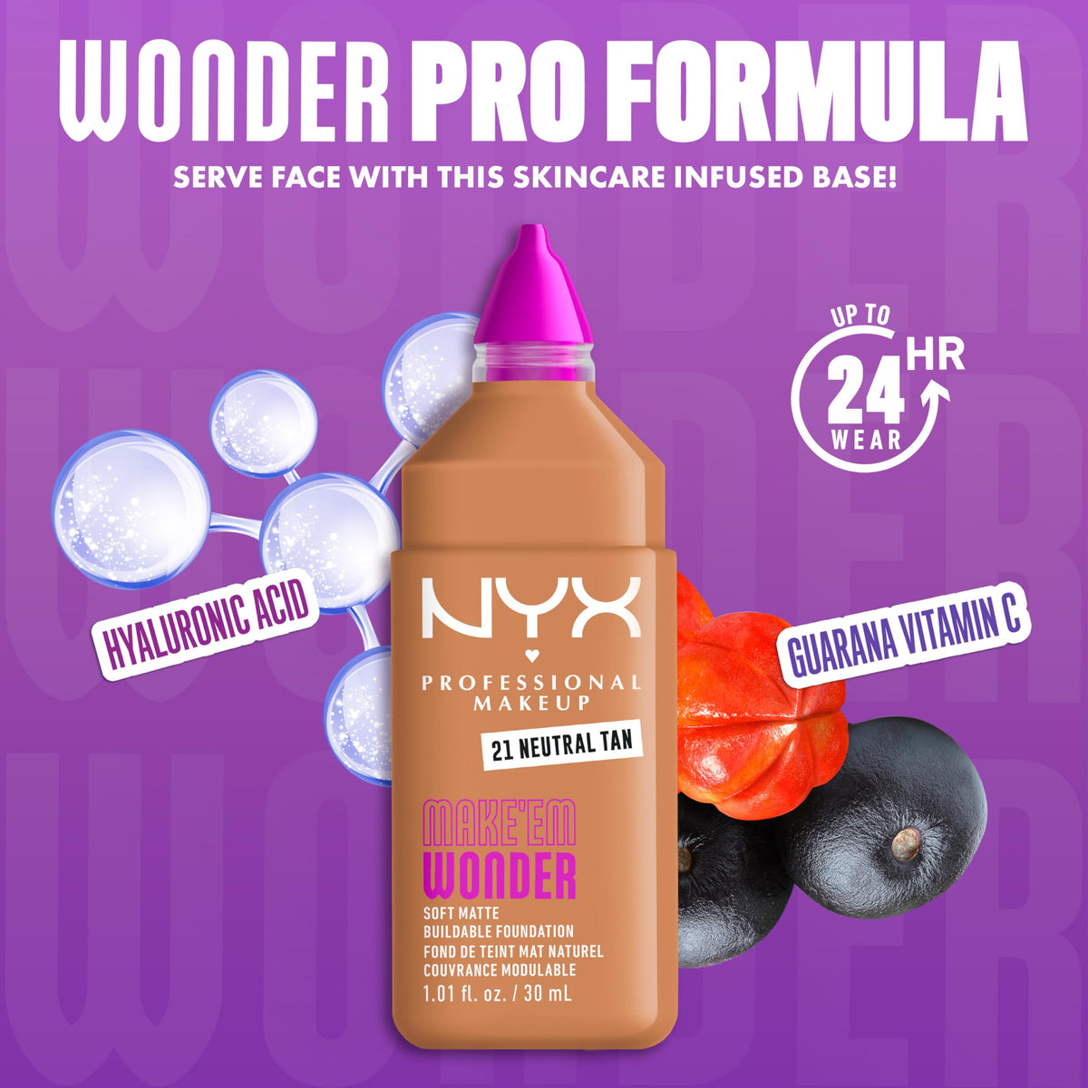 NYX Make 'Em Wonder Foundation 30g swatch on hand