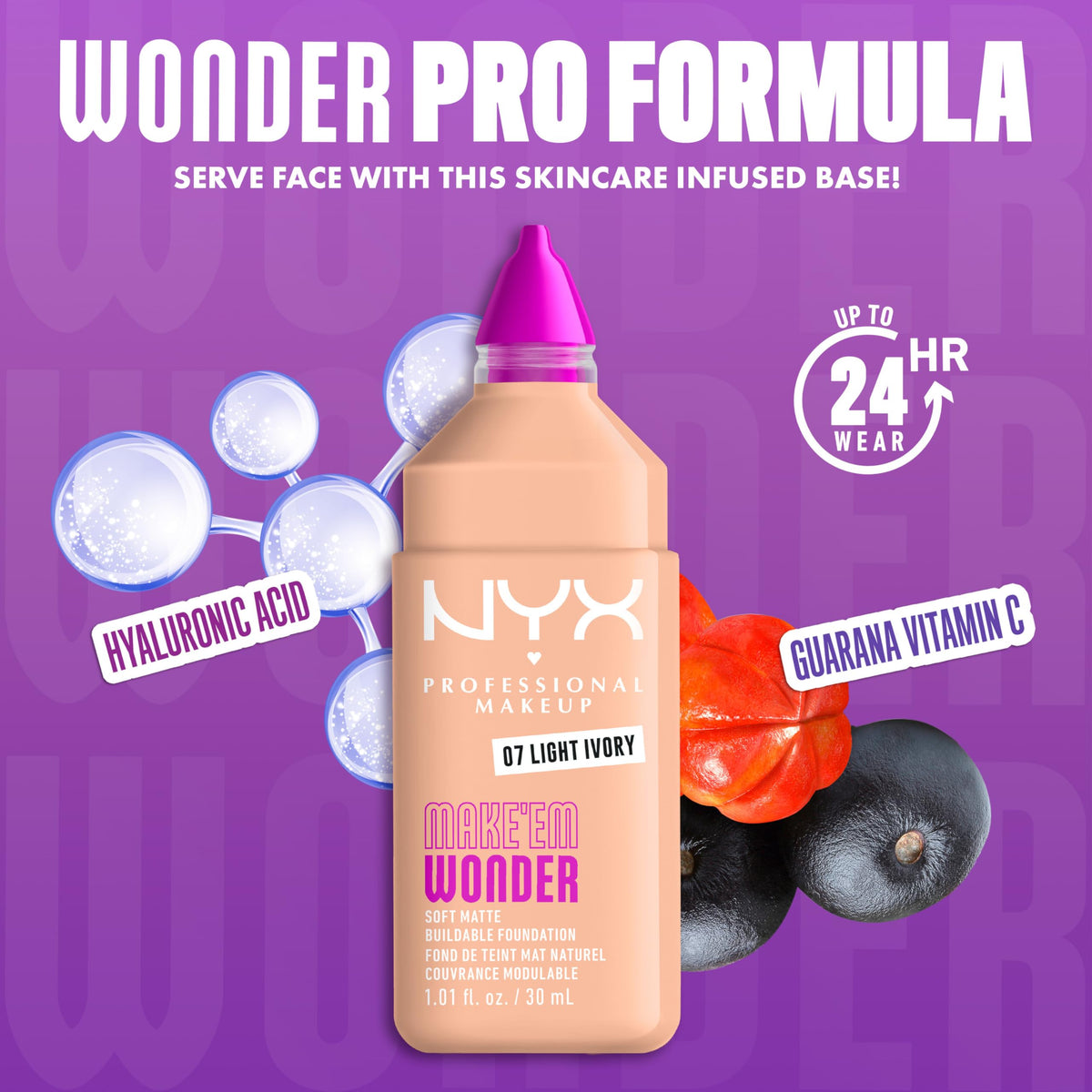 NYX Make 'Em Wonder Liquid Foundation 07 Light Ivory swatch