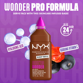 NYX Make 'Em Wonder Liquid Foundation 38 Deep Truffle on skin swatch