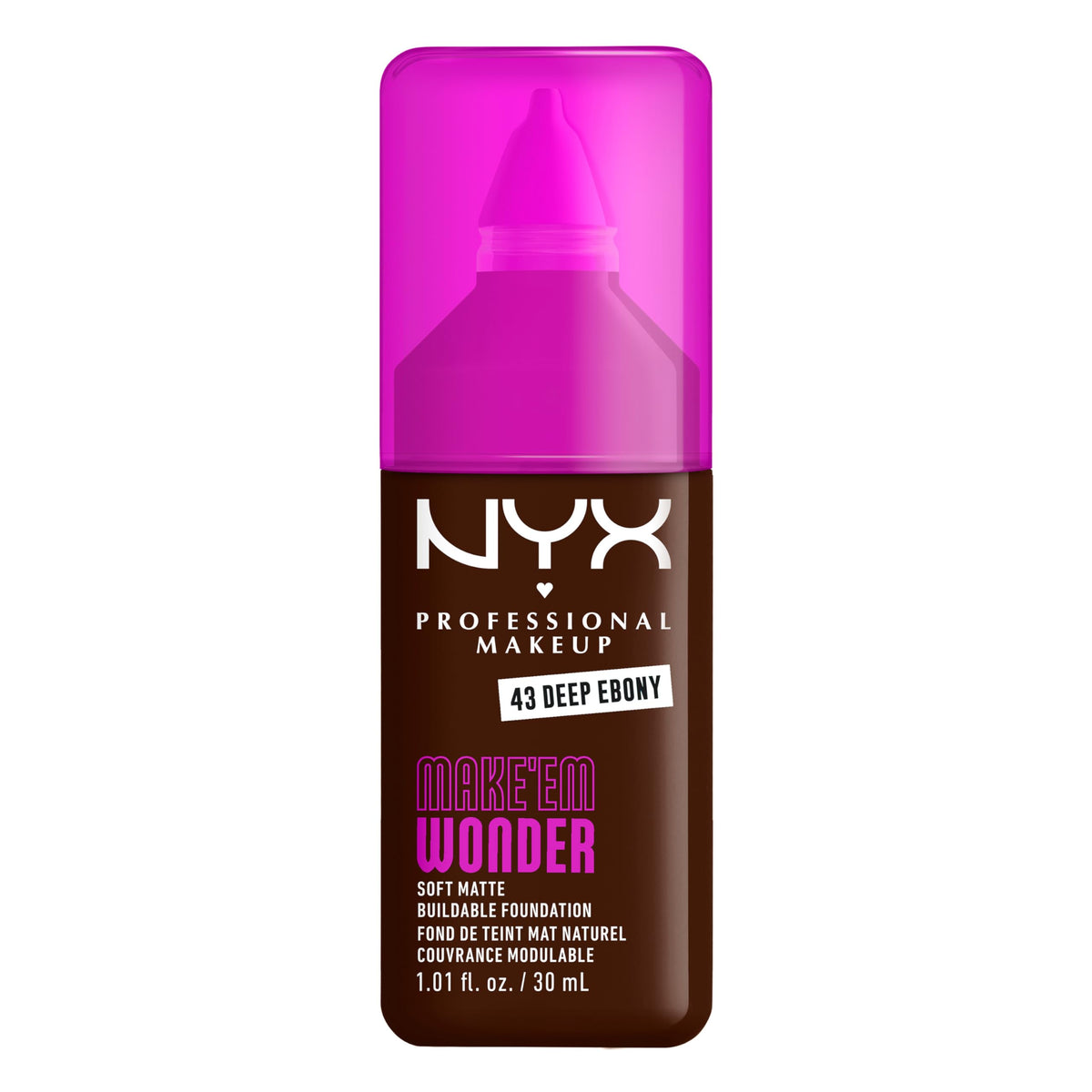 NYX Make 'Em Wonder Liquid Foundation 43 Deep Ebony front view