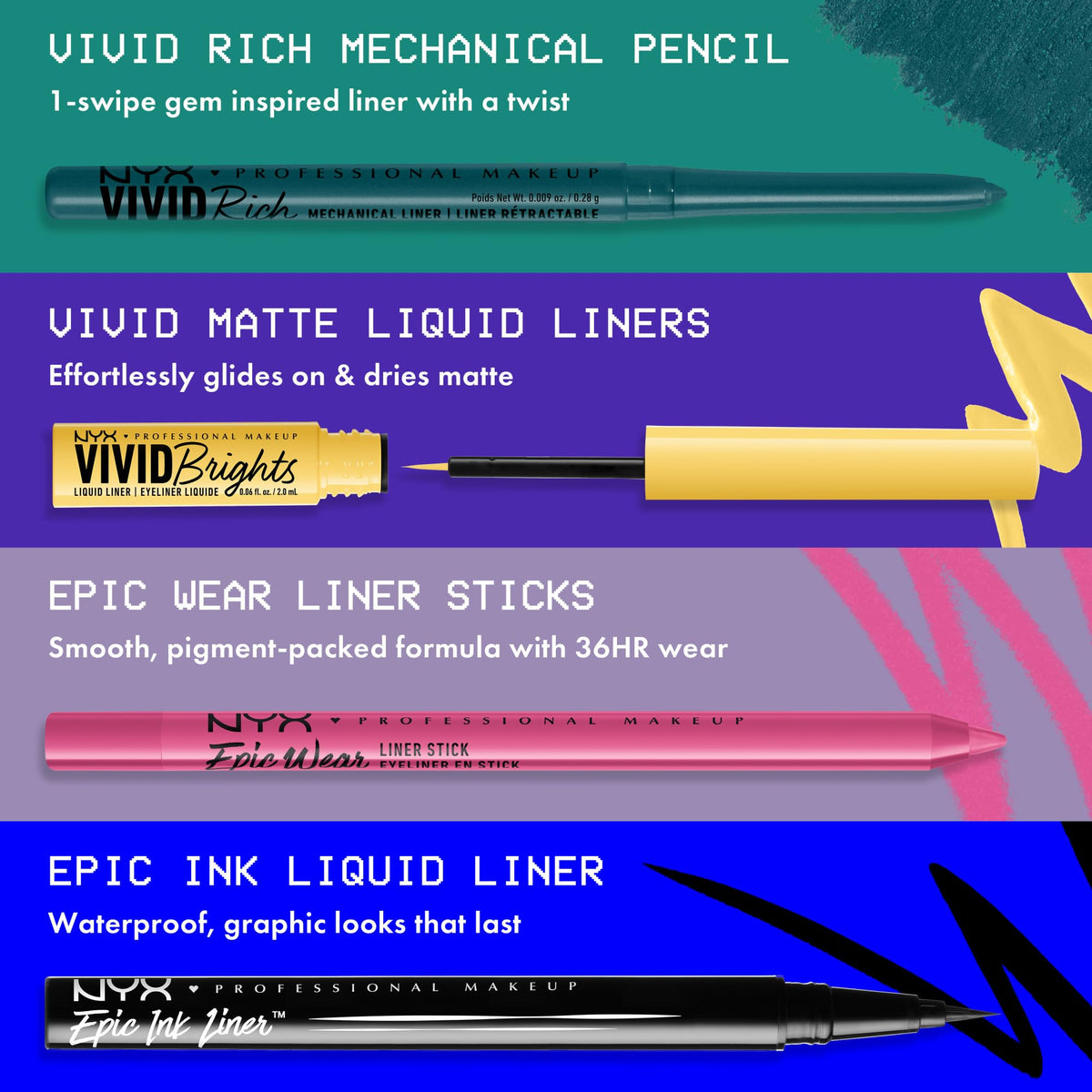 NYX Mechanical Eye Pencil with other makeup products