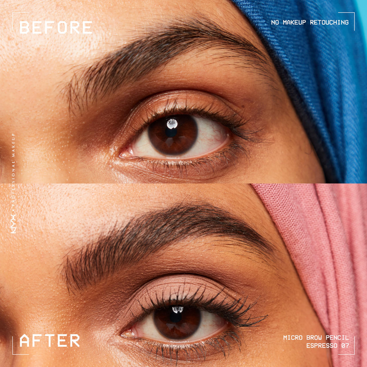 NYX Micro Brow Pencil Espresso in use on a model's eyebrows