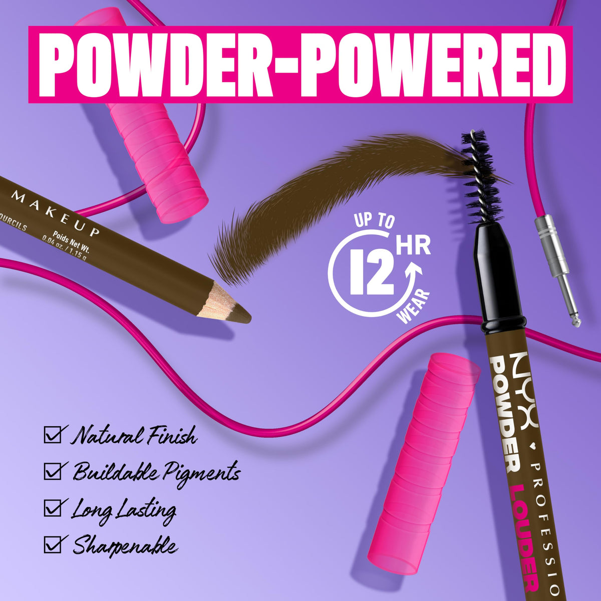 NYX Powder Louder Eyebrow Pencil Taupe swatch on skin