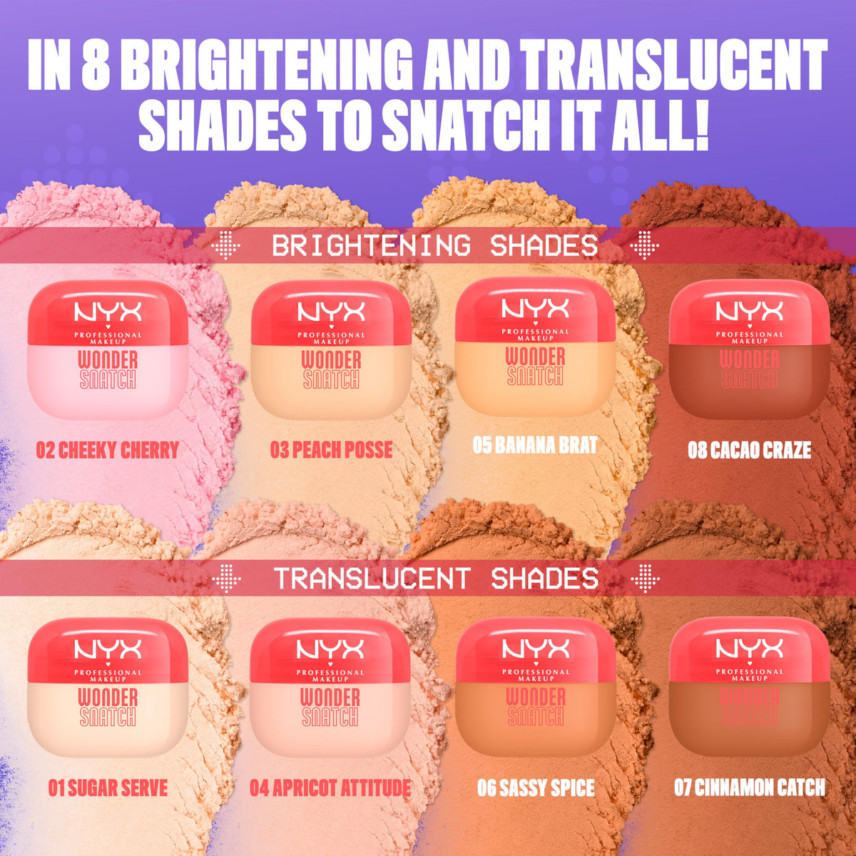 NYX PROFESSIONAL MAKEUP product range including Wonder Snatch Setting Powder