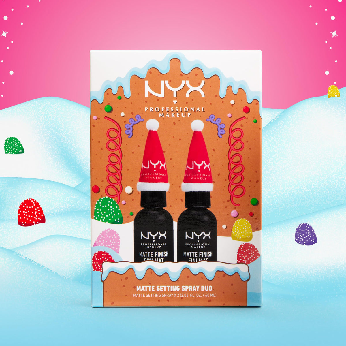 NYX Setting Spray Duo packaging showing both bottles
