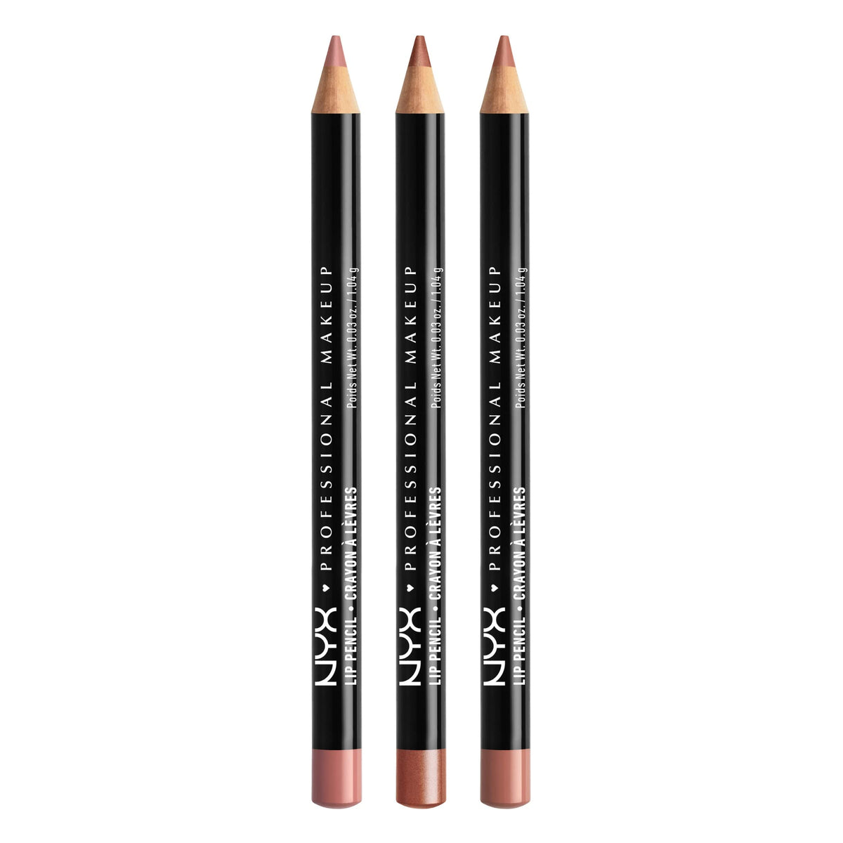 NYX Slim Lip Liner Set with three shades in packaging