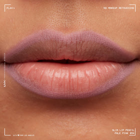 NYX Slim Lip Pencil in Pale Pink with makeup brushes