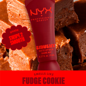 NYX Smushy Matte Lip Balm Cherry Cola Brown with swatch