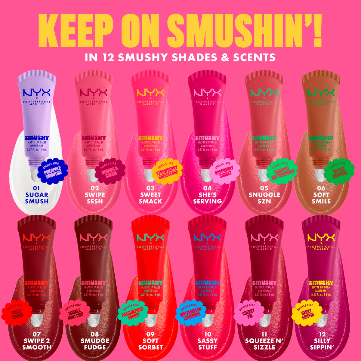 NYX Smushy Matte Lip Balm Cherry Red back view
