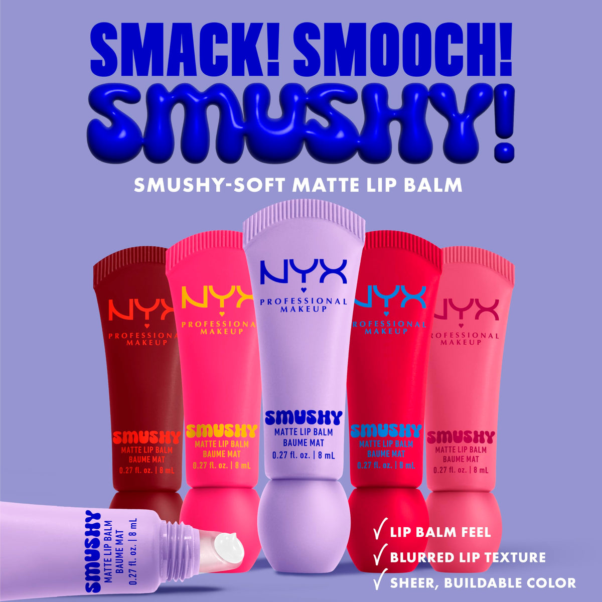 NYX Smushy Matte Lip Balm Deep Purple on lips