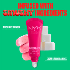 NYX Smushy Matte Lip Balm She's Serving Fuchsia on a vanity