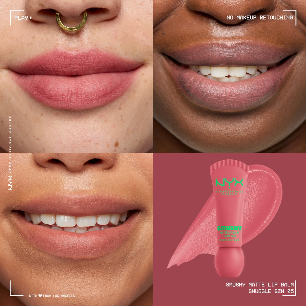 NYX Smushy Matte Lip Balm showing texture on lips
