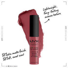 NYX Soft Matte Lip Cream Budapest swatch on skin