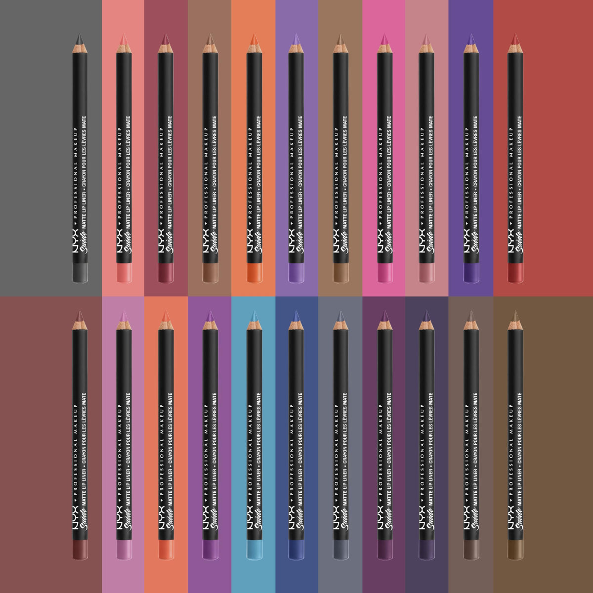 NYX Suede Matte Lip Liner London (Tan) on a makeup table