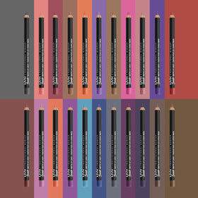 NYX Suede Matte Lip Liner London (Tan) on a makeup table