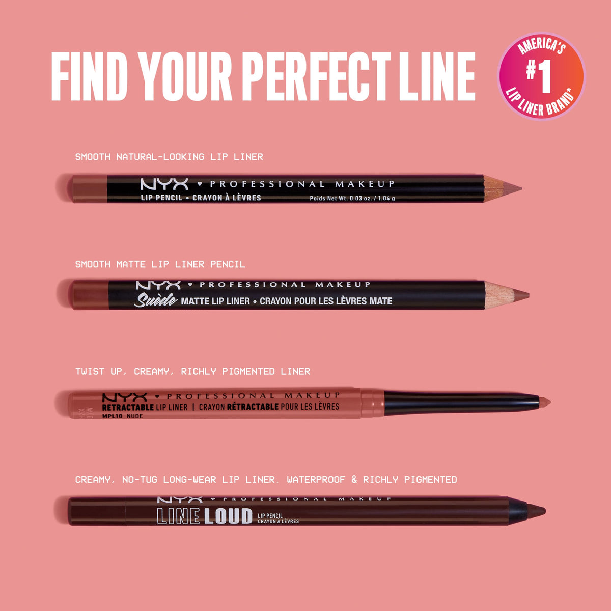 NYX Suede Matte Lip Liner with other lip products