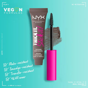 NYX Thick It Stick It Brow Gel Cool Ash Brown applicator close-up