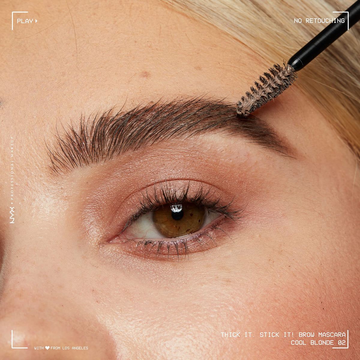 NYX Thick It Stick It Brow Mascara Cool Blonde applied on brows
