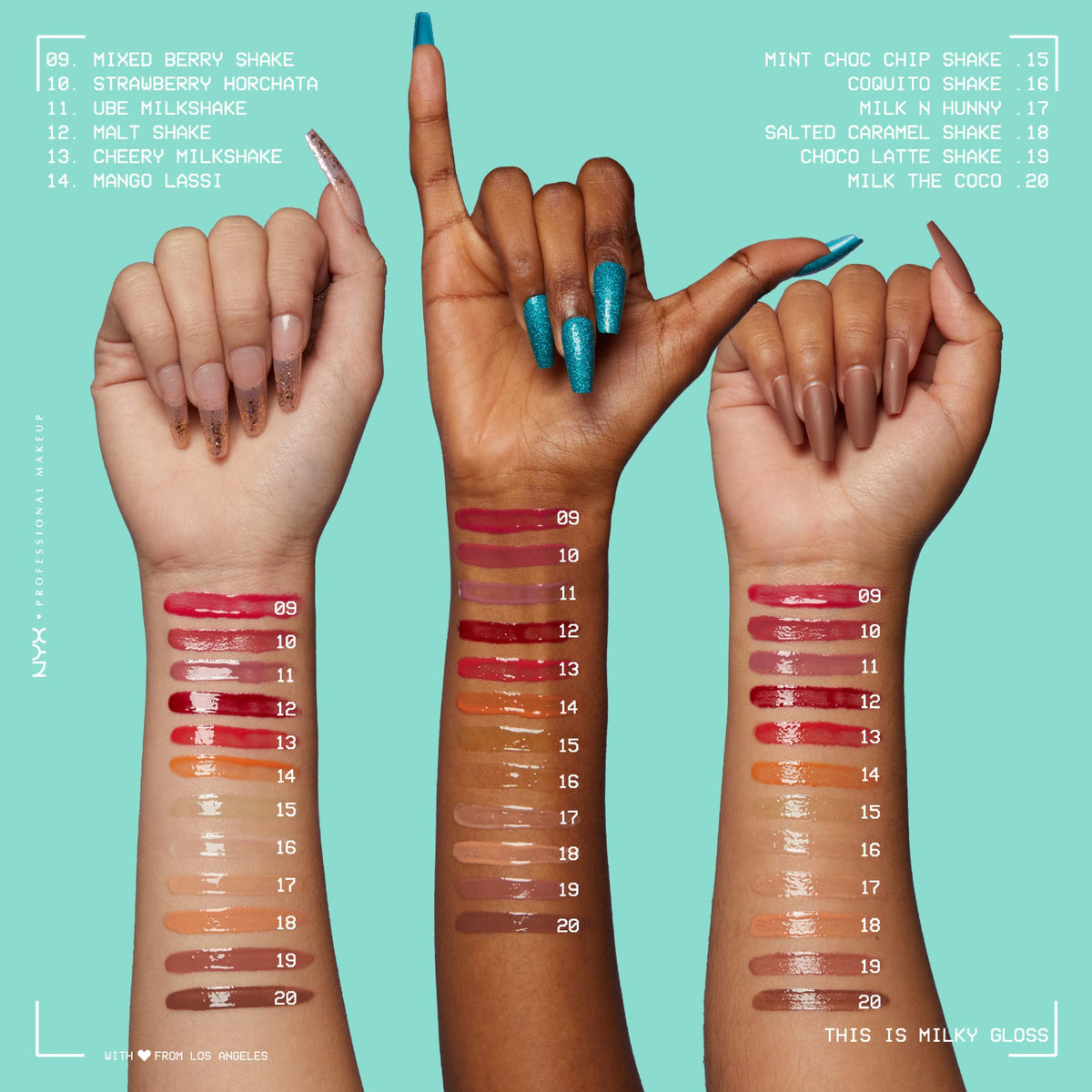 NYX This Is Milky Gloss Salted Caramel Shake swatch on skin