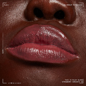 NYX This Is Milky Gloss Strawberry Horchata on a makeup table