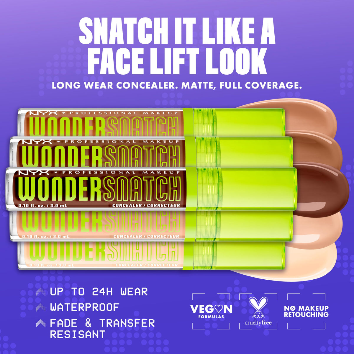 NYX Wonder Snatch Concealer Cafe shade with makeup brushes