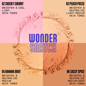 NYX Wonder Snatch Setting Powder with green tea ingredient highlight