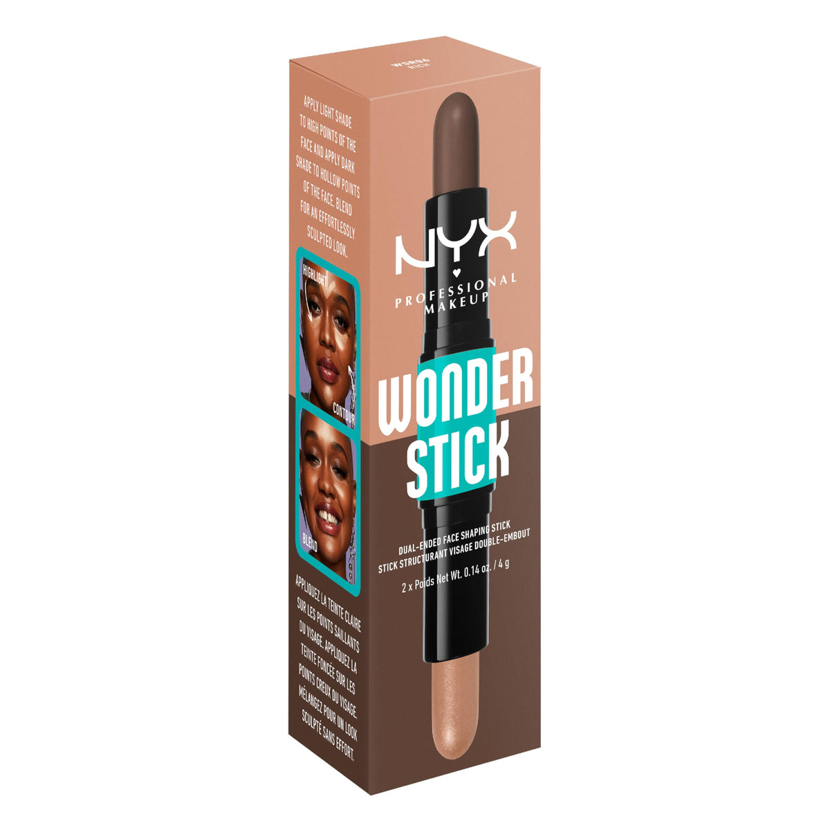 NYX Wonder Stick in a makeup bag with other cosmetics