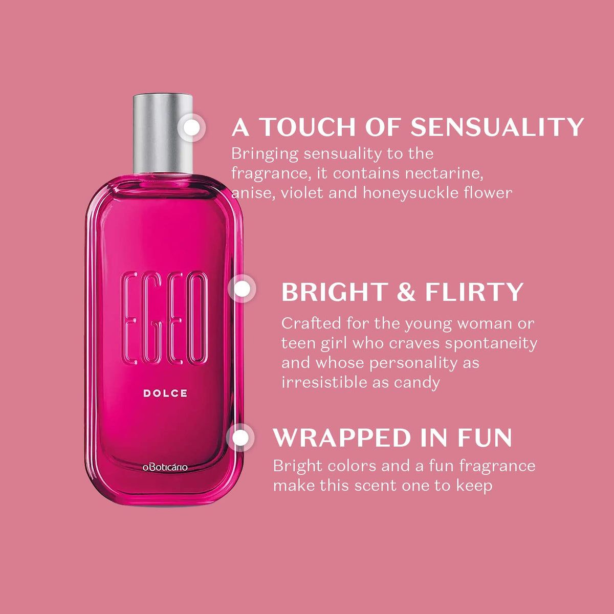O BOTICARIO Egeo Dolce fragrance notes display