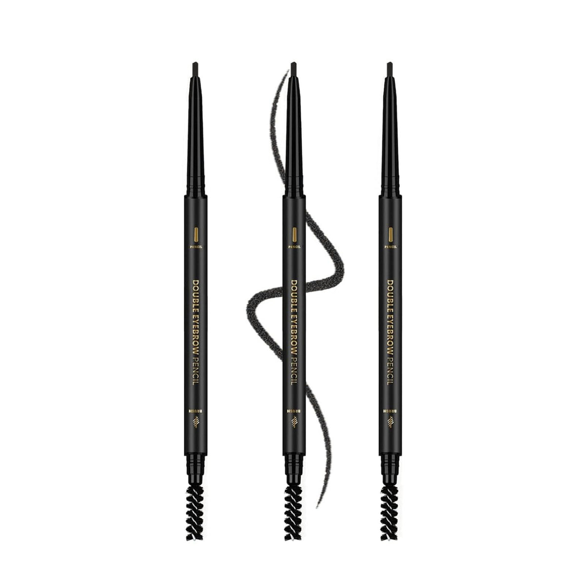 O'CHEAL Eyebrow Pencil Set with three black pencils and spoolie brush