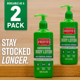 O'Keeffe's Hardworking Body Lotion 12 oz Pump in a skincare routine