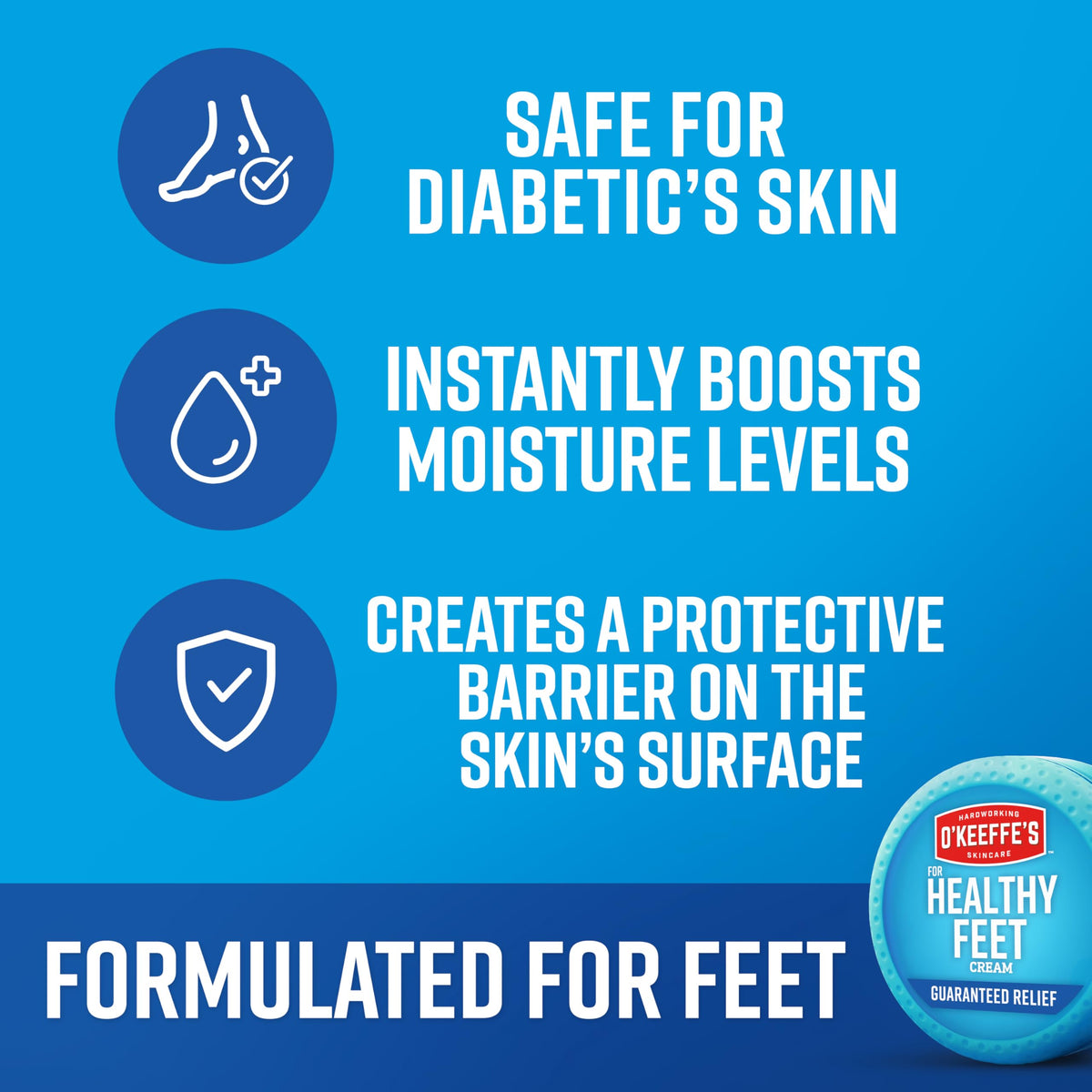 O'Keeffe's Healthy Feet Foot Cream 3.2 oz jar on a wooden surface
