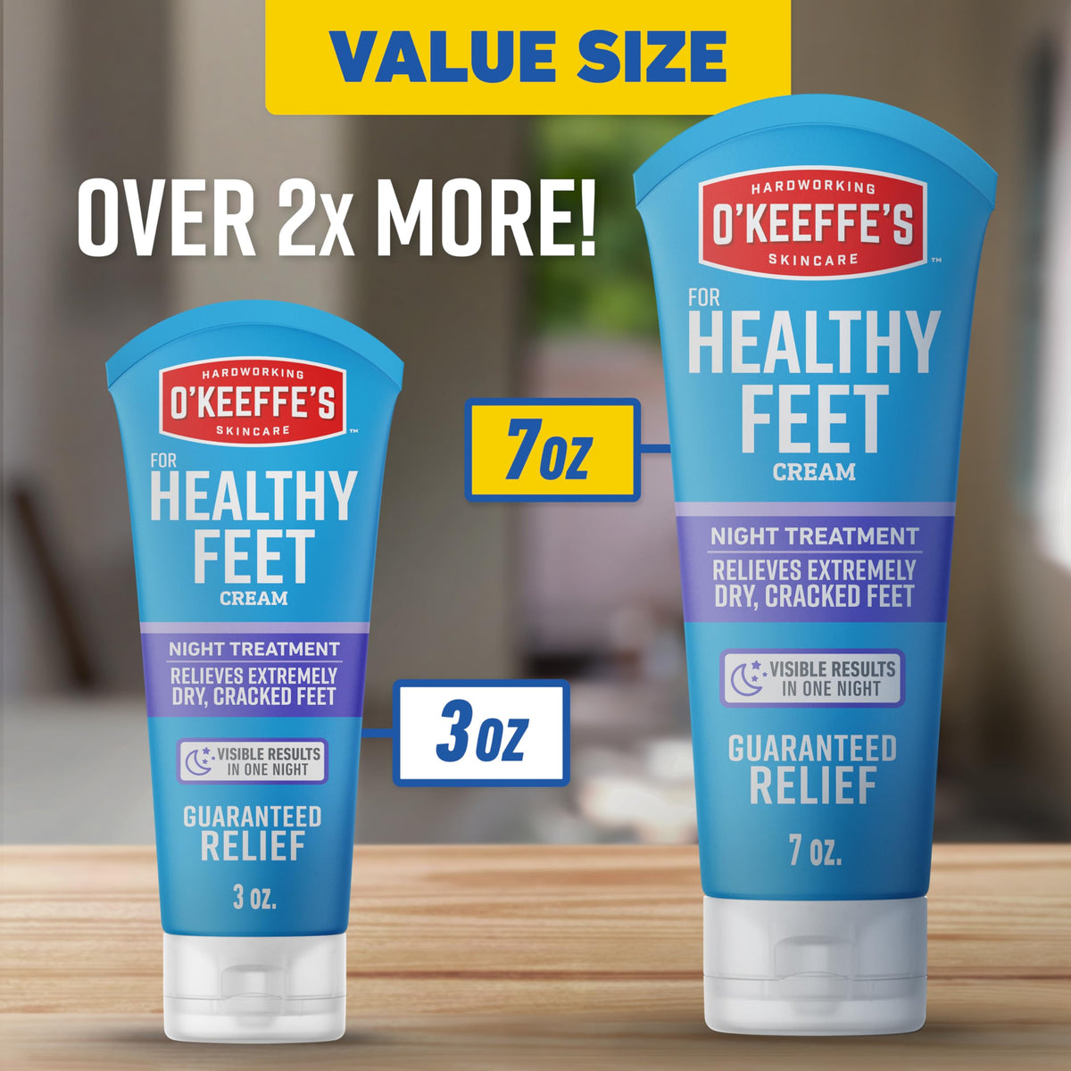 O'Keeffe's Healthy Feet Night Foot Cream application on hand
