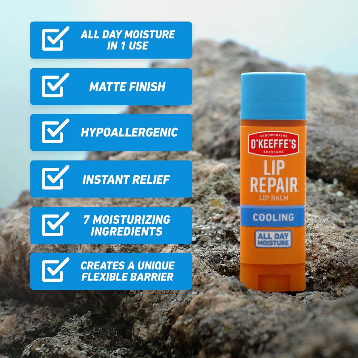 O'Keeffe's Lip Repair Lip Balm texture on lips