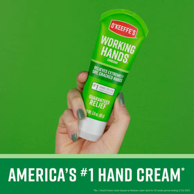 O'Keeffe's Working Hands Hand Cream tube with hand application