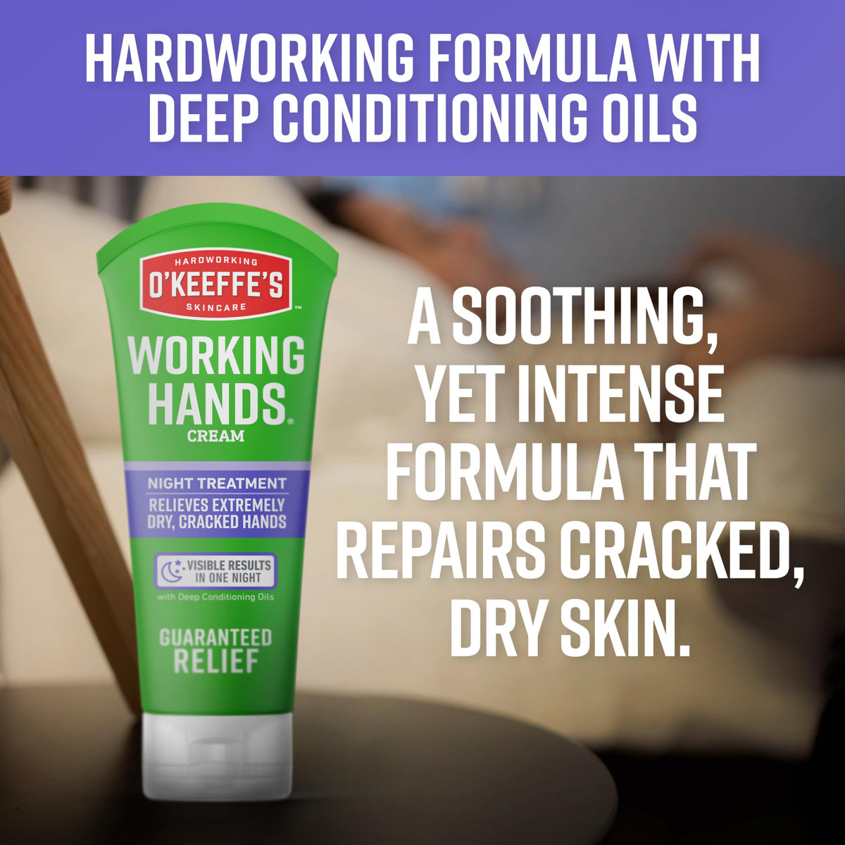 O'Keeffe's Working Hands Night hand cream application on hands