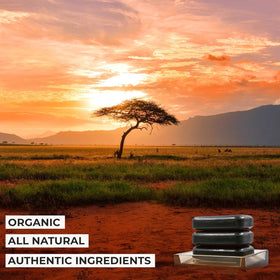 O NATURALS African Black Soap Bar with shea butter and plantain ash