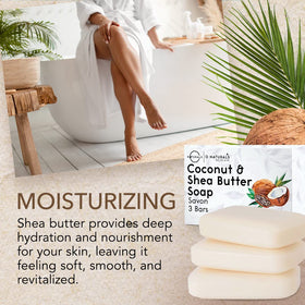 O NATURALS Coconut Shea Butter Soap Bar 3 Pack packaging