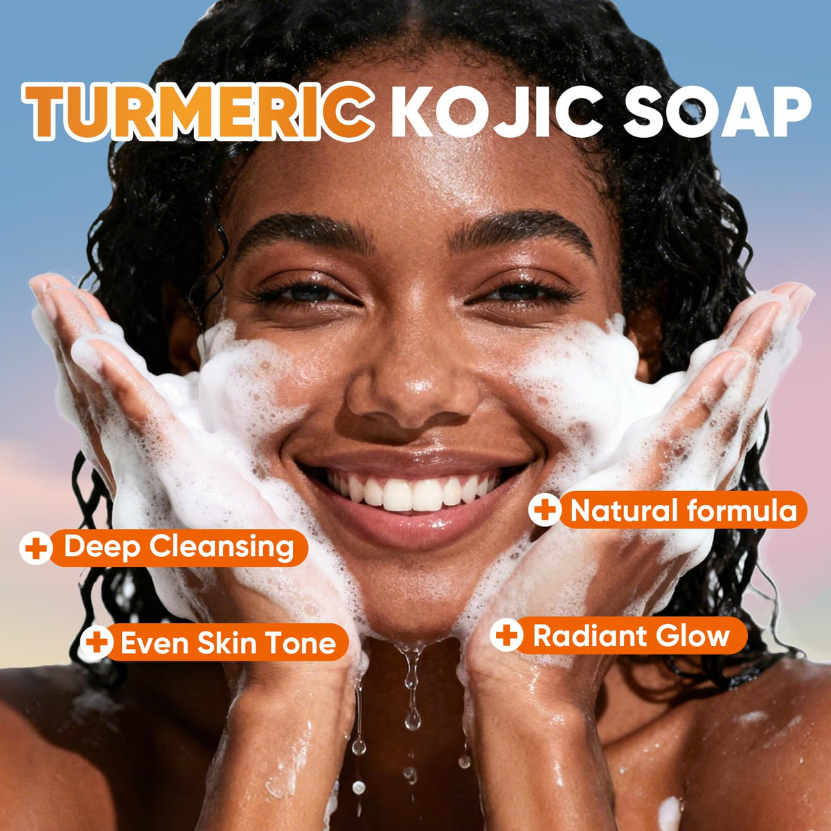 OAKDOLCHE exfoliating bath cloth alongside turmeric soap bars