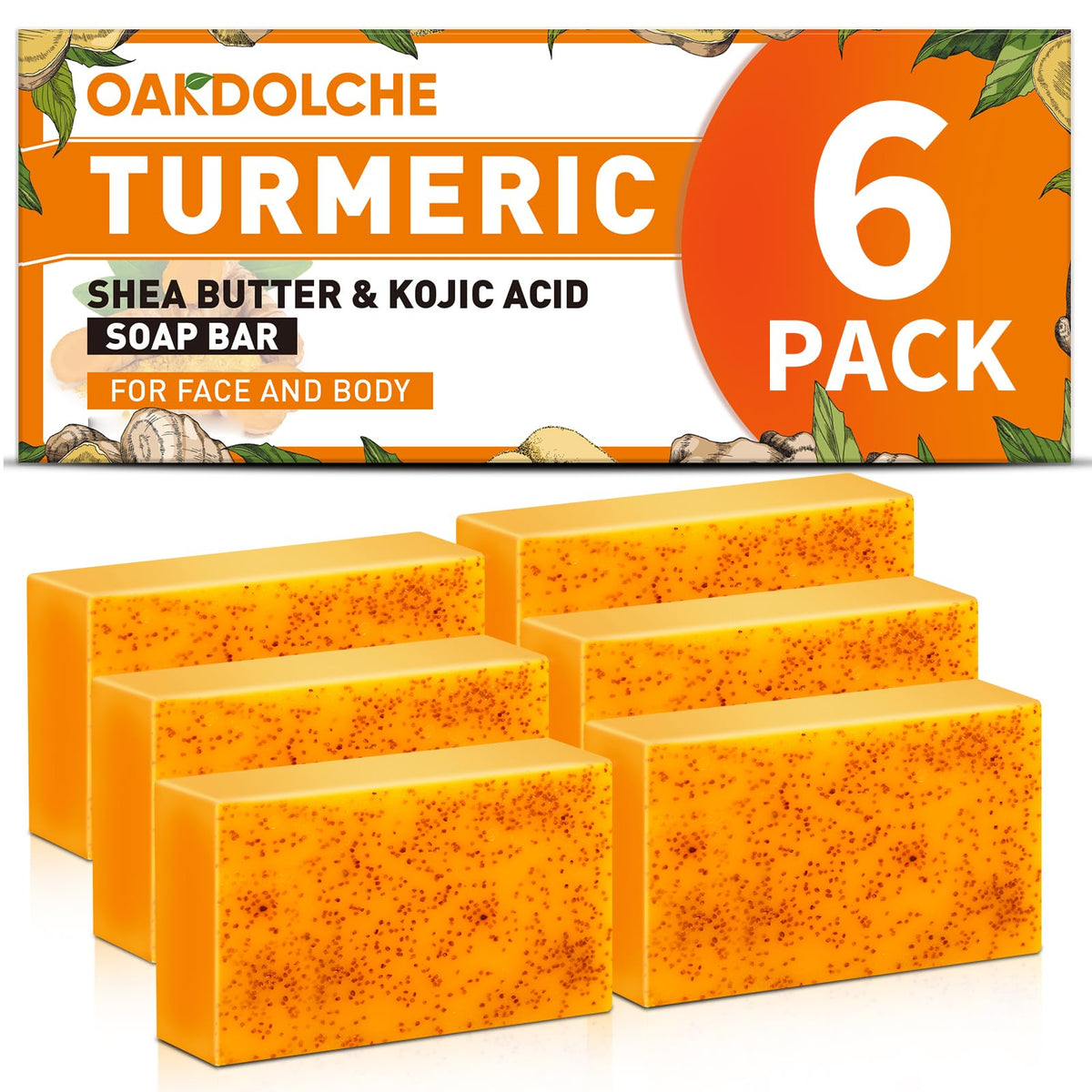 OAKDOLCHE Turmeric Kojic Acid Soap Bar front view