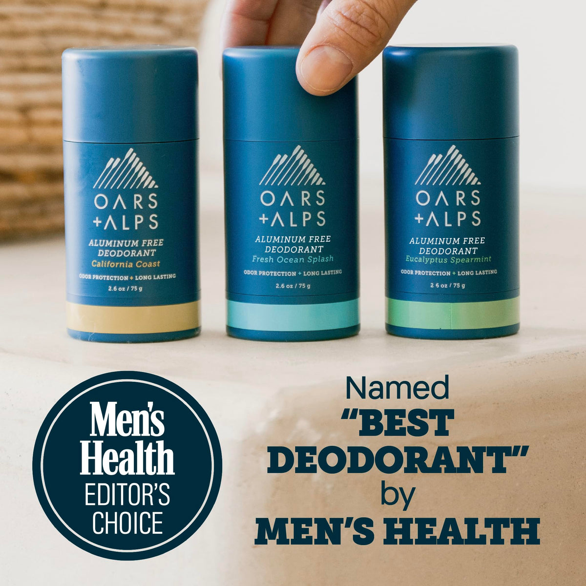 Oars + Alps Fresh Ocean Splash deodorant stick close-up
