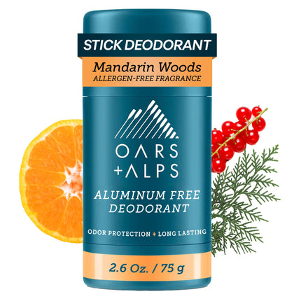 Oars + Alps Men's Deodorant 2.6oz front view with clear tube