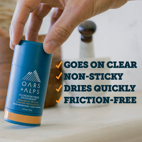 Oars + Alps Men's Deodorant 2.6oz showing application on skin