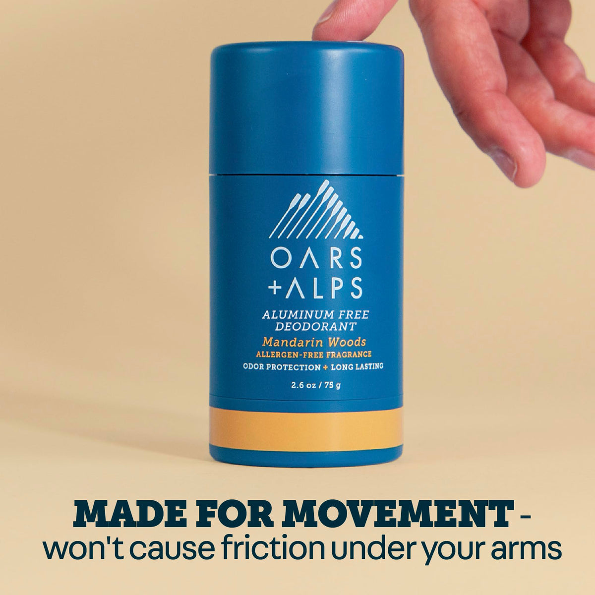 Oars + Alps Men's Deodorant 2.6oz side view showing no residue formula